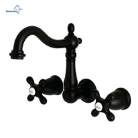 Robinets de lavabo de salle de bain muraux antiques Mélangeur d'eau en laiton Robinet d'évier de salle de bain Robinet chaud et froid