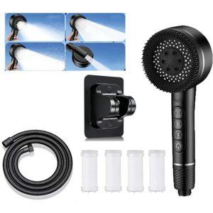 Buse <span class=keywords><strong>de</strong></span> douche à filtration d'eau haute pression à quatre vitesses deux-en-un, bouton <span class=keywords><strong>de</strong></span> pression, filtration pressurisée, coton, robinets <span class=keywords><strong>de</strong></span> douche <span class=keywords><strong>de</strong></span> bain - Product Image 1