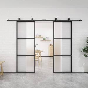 HOTIAN Portes coulissantes en verre en fer de style grange <span class=keywords><strong>sur</strong></span> <span class=keywords><strong>mesure</strong></span> <span class=keywords><strong>avec</strong></span> cadre en métal et verre transparent - Product Image 2