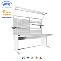 Mesa de Trabajo de Acero Resistente Leenol ESD para Línea de Producción SMT, Manejo de Componentes Sensibles a la Electricidad Estática