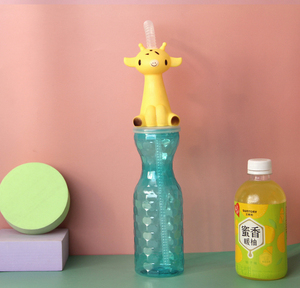 M32 Wegwerp Plastic Slush Yard Lange Cups 500Ml Pet Cartoon Plastic Drinkbeker Met Stro - Product Image 5