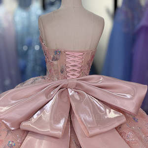 ชุดเดรสงาน Quinceanera รุ่น Dy6985 แบบ Sweetheart ประดับลูกปัดและเลื่อม แต่งชายกระโปรงยาวแบบ Chapel Train ทรงบอลกาวน์ ผลิตจากโพลีเอสเตอร์ 100% สีชมพูสไตล์เจ้าหญิง - Product Image 6
