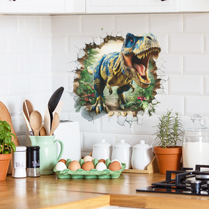 Pegatina de <span class=keywords><strong>Pared</strong></span> de Dinosaurio que Rompe Paredes, Paisaje Forestal, Autoadhesiva, Pegatinas de <span class=keywords><strong>Pared</strong></span> <span class=keywords><strong>3D</strong></span> <span class=keywords><strong>para</strong></span> Habitación de Niños, Baño - Product Image 3
