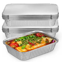 Barquette en aluminium jetable rectangulaire avec couvercle, pour la préparation de plats rapides, boîte à lunch, récipients en aluminium