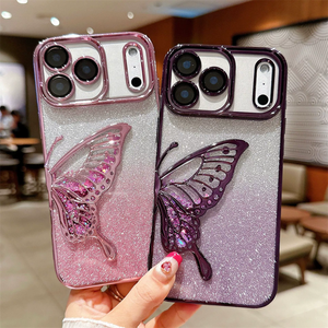 เคสโทรศัพท์เคลือบทองด้านแบบมีกลิตเตอร์เลเซอร์แม่เหล็กสำหรับ iPhone 16 15 14 Pro Max, เคสสำหรับ iPhone 17 Pro Max ลายผีเสื้อ - Product Image 4