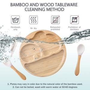 Ahşap özelleştirilebilir toptan logo çocuk hayvan şekli ahşap yemek tabağı - Product Image 3