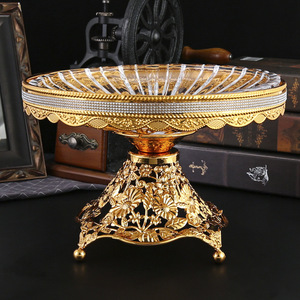 Plateau à fruits élégant en verre et métal pour la maison, salon, table basse, décorations d'intérieur, vente en gros, nouveaux produits - Product Image 2