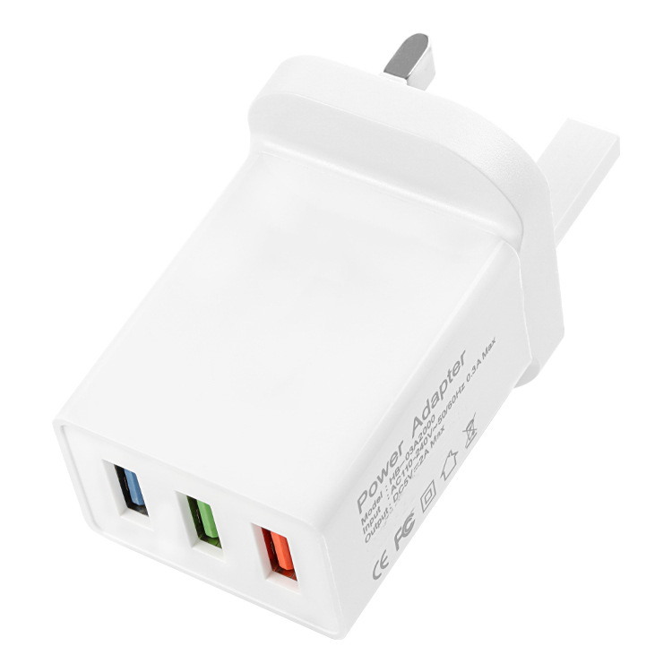 CE Certified UK USB Wall Charger 3Pin Plug Fast Charging Adapter 5V 2A Charger for Multiple Phones
