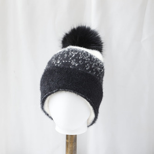 Gorro de Piel Sintética de Visón, Gorro Grueso con Bola de Pelo, Gorro Cálido con Pompón de Piel Sintética para Mujer - Product Image 2