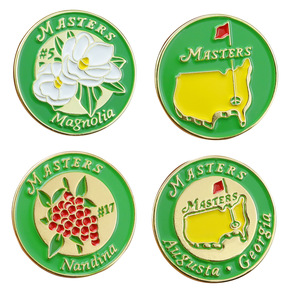 Marqueur <span class=keywords><strong>de</strong></span> balle <span class=keywords><strong>de</strong></span> <span class=keywords><strong>golf</strong></span> à faible MOQ avec motif coloré et design amusant, en métal, imprimé avec le motif Masters - Product Image 1