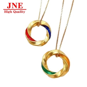 Collar con Colgante de Tira de Mobius de Oro 999, Cadena de Clavícula con Colgante de Oro Pintado, Regalo Festivo para <span class=keywords><strong>Novia</strong></span> - Product Image 5