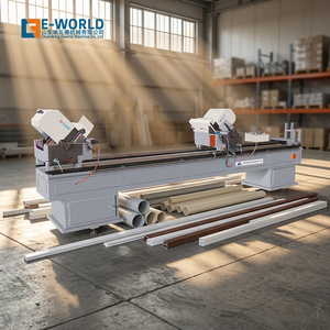 เครื่องเลื่อยตัดองศาอัตโนมัติแบบสองหัว Eworld สำหรับหน้าต่าง/ประตู UPVC ความแม่นยำสูง 3KW 380V เลื่อยตัดกรอบแบบเลื่อน 600 กก. - Product Image 1