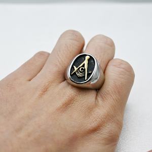 Individuelle Mode Punk Epoxyditan frei und akzeptiert Freimaurer-Ring Freimaurer AG Herren Edelstahl-Ringe - Product Image 6