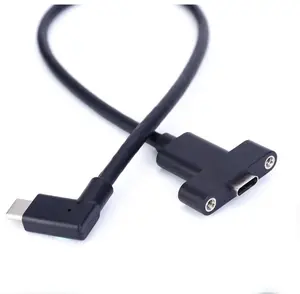 Hot selling Shinestrong USB 3.1 Male to Female 90 degree right left up down angled USB-C Panel Mount Extension Cable