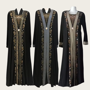 Luxury Embroidered Beaded Floral Pattern Long Sleeve Floor Length <b>Plus</b> <b>Size</b> Abaya Women Middle East Modest Dress Daily Wear - Product Image 1