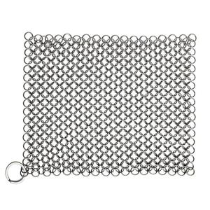 316 สแตนเลส Chainmail เครื่องขัดพื้นเหล็กหล่อแหวนทําความสะอาดตาข่ายแหวนสแตนเลสหม้อแปรงตาข่าย - Product Image 4