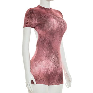 Viviblook C26RP214 Mono de Fiesta para Mujer, Sexy, Ajustado, con Estampado de Serpiente, Verano, Espalda Descubierta, Manga Corta, Bodycon, de Una Pieza - Product Image 5