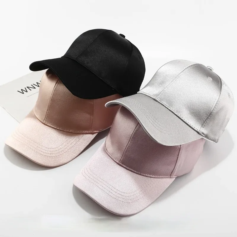 Gorra de béisbol con forro de satén de seda a la moda fabricante de gorras de béisbol personalizadas de 6 paneles para mujer