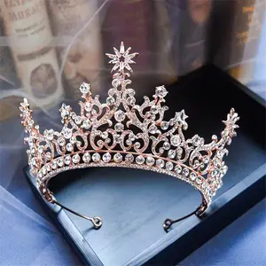 RE3909 oro, barroco de la Reina tiara corona fiesta tiara de diadema de novia de la boda accesorios para el cabello