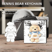 Porte-clés en peluche ours tennis, accessoire de sac mignon sur le thème du sport pour sac à dos