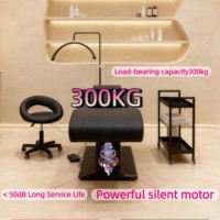 Lit de beauté électrique de luxe en cuir noir avec base incurvée pour cils, table de massage et lit facial pour extensions de cils (Camillas Para Pestanas)