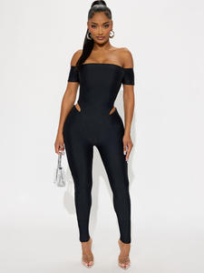 Einfarbiger, schlichter, modischer, schlanker, sexy, neuer Stretch-Yoga-<span class=keywords><strong>Jumpsuit</strong></span> aus Viskose/Polyester, nahtlos, mit Spaghettiträgern, durchgehend. - Product Image 2