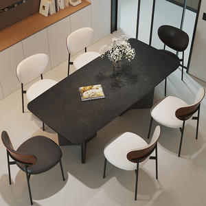 Ensemble table et chaises de salle à manger Shilen, style italien moderne, plateau noir, 6 pièces, rectangulaire, gain de place - Product Image 5