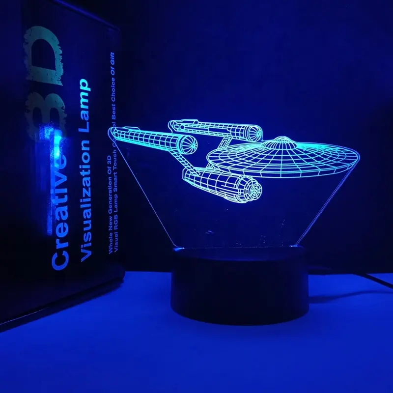 Illusion d'hologramme vaisseau spatial 3D lampes lampe de nuit astronaute Anime Football conceptions 3D conceptions personnalisées accepter veilleuse enfants cadeau