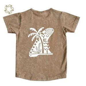 Camiseta infantil de algodão orgânico para meninos, camiseta de praia com estampa infantil personalizada com logotipo, camiseta infantil legal, camiseta infantil