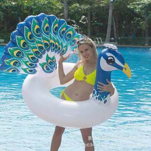 Inflatable Peacock Swimming Ring 130cm PVC Float For Adults Outdoor Water Recreation Pool Accessory - Product Image 1
