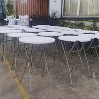 Tables de cocktail pliantes rondes en plastique blanc de haute qualité, design moderne, hauteur 80 cm, pour événements