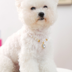 우아한 진주 애완동물 목걸이, 하트 크리스탈 펜던트 강아지 & 고양이 목걸이, 소형 애완동물을 위한 조절 가능한 장신구 - Product Image 1