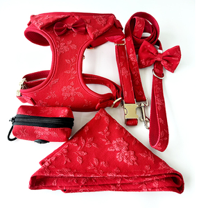 Nouveautés : Collier pour chien rouge réglable et ensemble laisse-harnais respirant de luxe tendance - Product Image 1