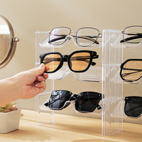 Support de rangement empilable pour lunettes, présentoir de lunettes de soleil de comptoir, anti-poussière, transparent, portable et mobile