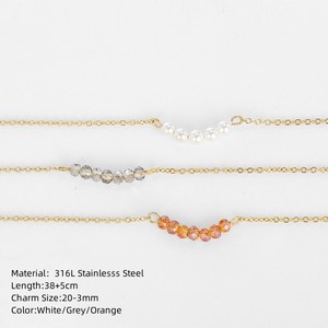 Dainty 316l שרשרת קריסטל נירוסטה חמש שרשרת פנינים צפות פנינה צפה עבור מתנת חתונה - Product Image 3