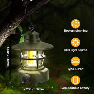 XINSITE Retro LED Camping Lantern Rechargeable <b>Hanging</b> Portable <b>Light</b> <b>Outdoor</b> Decorative - Product Image 5
