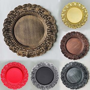 Plateaux multicolores en plastique épais à double placage avec dentelle vintage Courtly Plateau à fruits Assiettes de chargement décoratives - Product Image 2