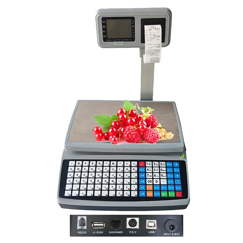 2023 nuovo arrivo registratore di cassa bilancia LCD 30 kg codice a barre bilancia per alimenti bilancia elettronica digitale per supermercato