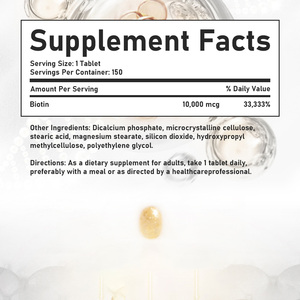 Private Label ODM Biotin Tablets Dietary Supplement Promote <b>Hair</b> Skin Nails Health and Support Energy Production for Women - Product Image 2
