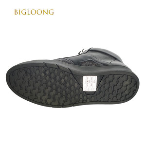 Bottes montantes en cuir noir pour hommes Panneaux en <span class=keywords><strong>feutre</strong></span> gris à enfiler Doublure en cuir véritable <span class=keywords><strong>Semelle</strong></span> en caoutchouc épaisse Oeillets métalliques Automne - Product Image 5