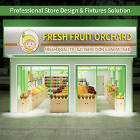 Étagère à fruits à un niveau en acier et bois robuste, gain de place, pour supermarché, magasin de fruits et légumes frais