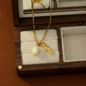 Delicado Collar con Colgante de Perla en Acero Inoxidable 316L Chapado en Oro PVD de 14k/18k, Joyería Fina para el Día de la Madre, Collar para Mamá - Product Image 6