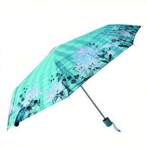 Feeling Rain Three Fold Manual <b>Umbrella</b> 21X8K Polyester Print <b>Windproof</b> Adult Use - Product Image 1