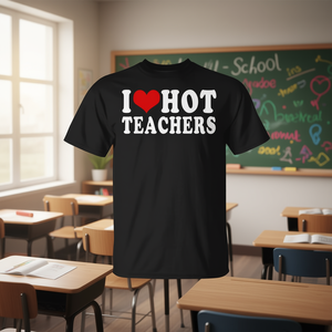 Camiseta con corazón rojo I Love Hot Teachers, ropa para el regreso a clases - Product Image 3