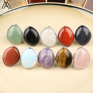 Anillos de piedra preciosa para hombres, joyería de plata chapada en latón, cobre, amatista, cristal de cuarzo - Product Image 4