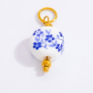 Nuevos dijes de joyería de porcelana azul y blanca de estilo chino, hechos a mano, de acero inoxidable, para collares y pendientes DIY - Product Image 2