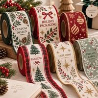 Ruban décoratif personnalisé avec logo multicolore, imprimé pour les fêtes, bordure rouge, emballage textile, ruban décoratif pour vêtements