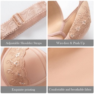 H-757 New Women Large <strong>Size</strong> Bras Push up Big <strong>Breast</strong> Full Coverage Underwear Lady Fashion Sexy Wire Free Bra - Product Image 3