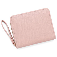 Dompet koin multi-slot kartu baru, warna solid motif kulit leci, kapasitas besar dengan ritsleting
