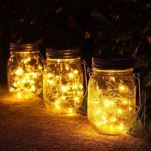 Dış Mekan Su Geçirmez Asılı 20 LED'li Bakır Tel Mason Kavanoz Güneş Enerjili Lambası Bahçe Dekorasyonu Parti Otel Park İçin - Product Image 3